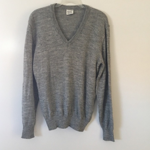 Cheval Alpaca heathered gray V neck knit sweater L - Picture 1 of 4